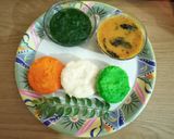 A picture of step 10 of Tricolour idlis.