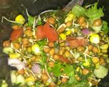 A picture of step 3 of Sprouts corn salad with green chutney.