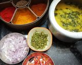 A picture of step 2 of Dal Palak.