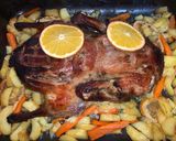 Mézes naranccsal és almával töltött kacsa recept fázis 4 fotója