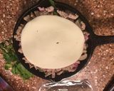 A picture of step 7 of Skillet Meat lovers Pizza for one.