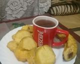 A picture of step 4 of Boiled sweet potatoes, banana n a cup of hot Nescafe.