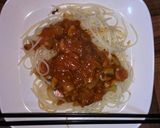 Foto langkah ke 5 dari resep Spageti bolognese jamur kancing ekstra pedas.