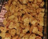 Foto del paso 4 de la receta Patatas especiadas al horno con huevo y virutas de jamón