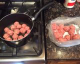 A picture of step 2 of Tuscan meatballs with spaghetti.