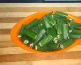 A picture of step 1 of Bhindi /okara masala desi style.
