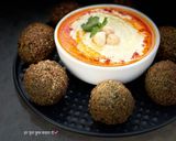 A picture of step 9 of Falafel and hummus.