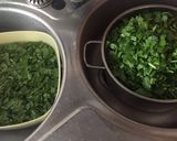 A picture of step 1 of Palak gosht.