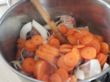 Estofado hambriento de pollo y carne