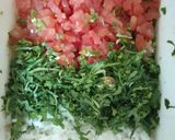A picture of step 2 of Charales Tacos with Pico de Gallo and Salsa.