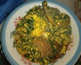 A picture of step 6 of Egusi and bitterleaf soup.