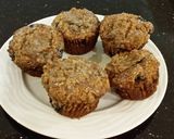 A picture of step 16 of Blueberry Strusel Muffins with a White Chocolaye Drizzle.