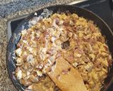 A picture of step 7 of Pasta Carbonara with Mushrooms.