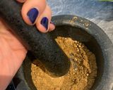 A picture of step 3 of Herby falafel - lightly fried then oven baked 🧆.
