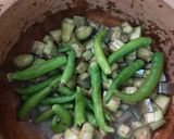 A picture of step 2 of Brinjal cluster beans bhaji.