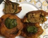 A picture of step 4 of Elephant Yam stuffed Chillipakoda.