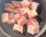 A picture of step 1 of Chinese Braised Pork Belly (very hands off).