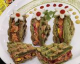 A picture of step 7 of Cheesy Veggie Moong Waffle Bites.