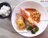 Hình bước làm 2 của món Sò điệp sốt chang vàng - tôm càng nướng phô mai - bé ăn dặm