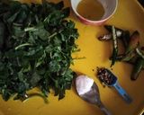 A picture of step 1 of Mustard greens(sarson saag) ghonta.