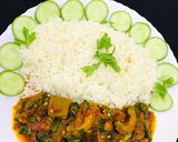A picture of step 8 of White rice with miyan alayyahu.