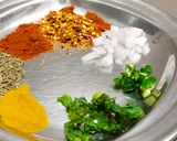 A picture of step 2 of Aloo ki kattliyan salan.