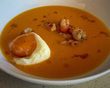 Foto del paso 9 de la receta: Crema de calabaza, langostinos y huevo mollet