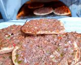A picture of step 3 of Lahm bi Ajeen (Middle Eastern Meat Pies).