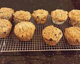 A picture of step 13 of Blueberry Strusel Muffins with a White Chocolaye Drizzle.