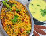 A picture of step 8 of Kathiyawadi Vaghareli Khichdi and Kadhi.