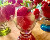 A picture of step 5 of Fruit salad with watermelon, melon, and strawberries.