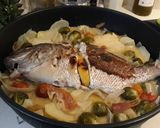 Foto del paso 4 de la receta: Pargo a la cazuela con coles de Bruselas y bacon
