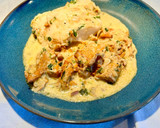 Foto del paso 7 de la receta: Fletán (halibut) con rebozuelos (cantarelas)