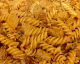 A picture of step 8 of My Chicken Sausage with Pasta in a Creamy Soft Cheese sauce 😆.