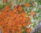 A picture of step 6 of Penne chicken ala king.