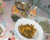 A picture of step 6 of Flat beans and potatoes with chapati.