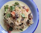 Gambar langkah 6 resipi Fusion Style Garlic Cream Beef Angel Hair with Grilled Veggies.