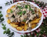 عکس مرحله 10 از دستور سیب زمینی تنوری با سس قارچ 😋