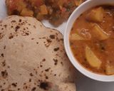 A picture of step 4 of Jowar ki roti with Dahi ke aloo.