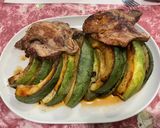 Une image de l'étape 10 de Côtes de porc aux demies lunes de courgette ronde marinées grillées.