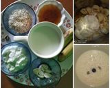 A picture of step 3 of Tricolour smoothie strawberry papaya smoothie oatmeal banana smoothie kiwi banana smooothie.