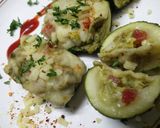 A picture of step 7 of Zucchini stuffed with cheesy Guacamole.