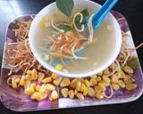 A picture of step 4 of Chicken sweet corn soup Easy to microwave in minutes.