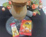 A picture of step 4 of Dalgona coffee with coffee mate.