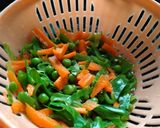 A picture of step 6 of Stuffed Riceballs tossed in mix vegetables.