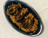 A picture of step 6 of Badanekayi Yennegayi stuffed brinjal curry.