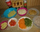A picture of step 1 of Veg chicken mecroni.