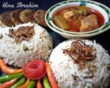 A picture of step 7 of Matar Pulao Achaar Gosht Shami kabab.