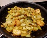 A picture of step 2 of Lauki with Prawns / Lau Chingri.