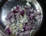 A picture of step 1 of Patta Gobhi matar.